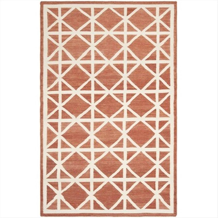 Safavieh 6 Ft. X 9 Ft. Medium Rectangle Contemporary Dhurries- Red And Ivory- Flatweave Rug DHU558A-6
